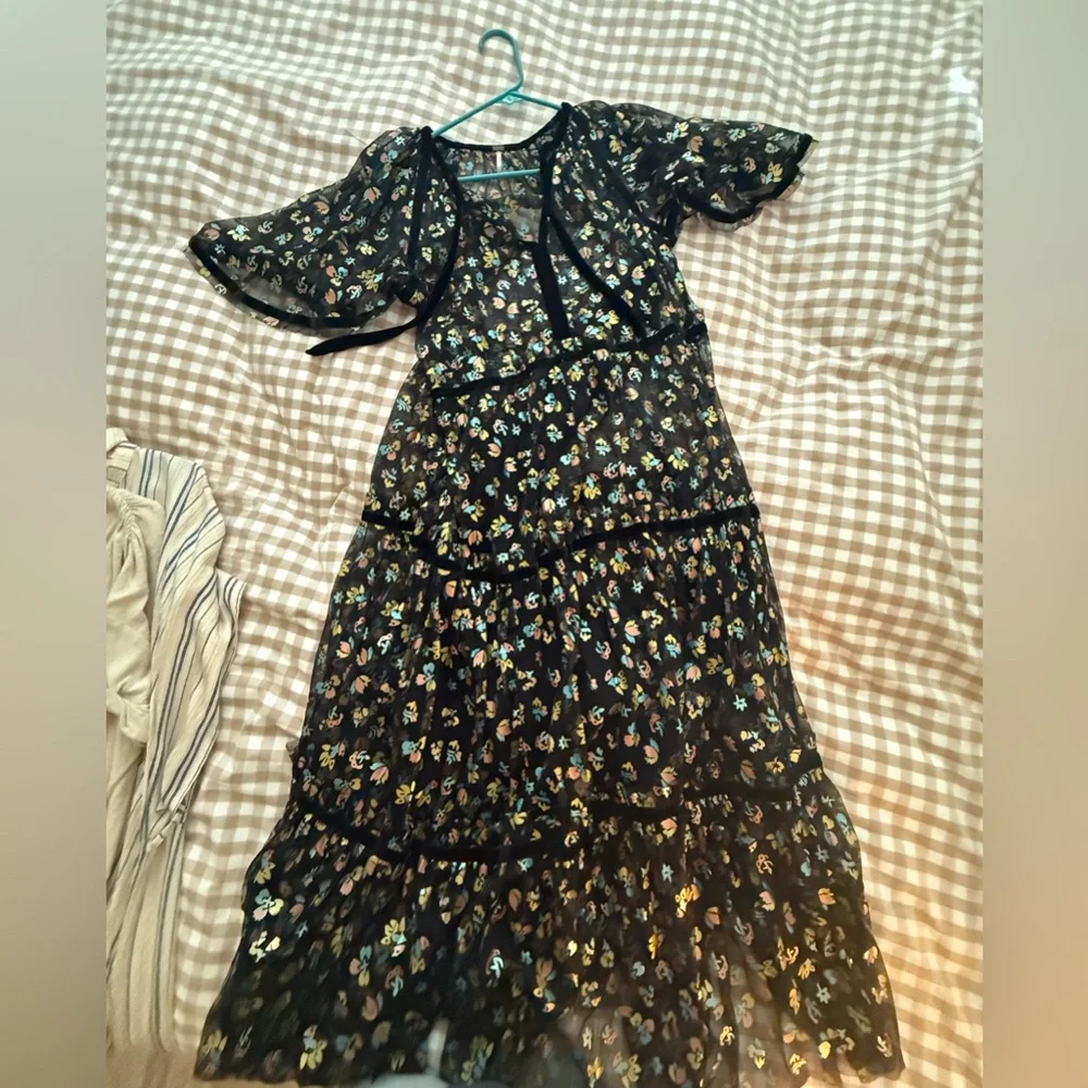 Free People Practical Magic Floral Print Mesh Dress Size S - Picture 3 of 5